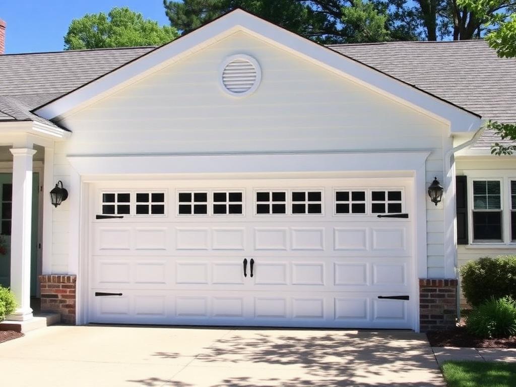 Beautiful white raised panel garage door installation on Cape Cod home